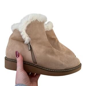 A New Day Faux Fur Lined Tan Ankle Boots Size 10